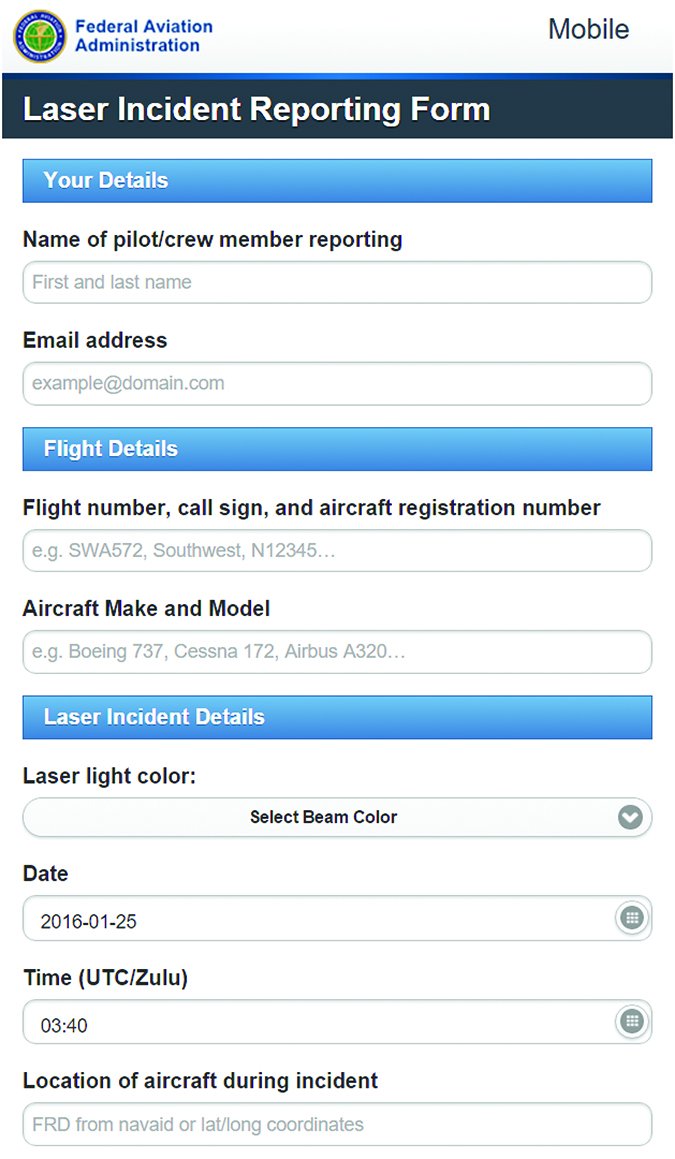 aviation laser incident reporting form